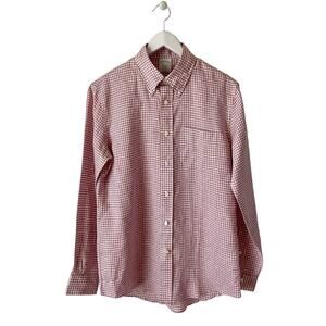 Brooks Brothers Linen Gingham Button-Down Shirt Size Medium